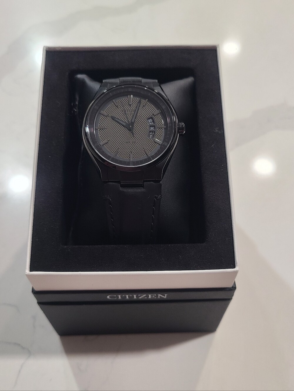 EUC ECO-DRIVE CITIZEN WEEKENDER WATCH BLACK LEATHER STRAP AW1135-19E - Picture 2 of 16